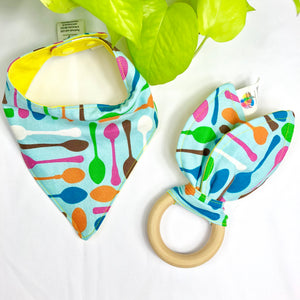 Spoons Bandana Bib & Teething Toy Set - Logically Unique